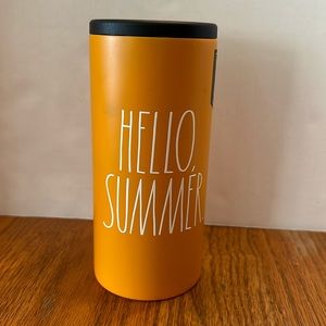 Hello Summer Rae Dunn Insulated Stainless Steel Slim Can Cooler 12 oz